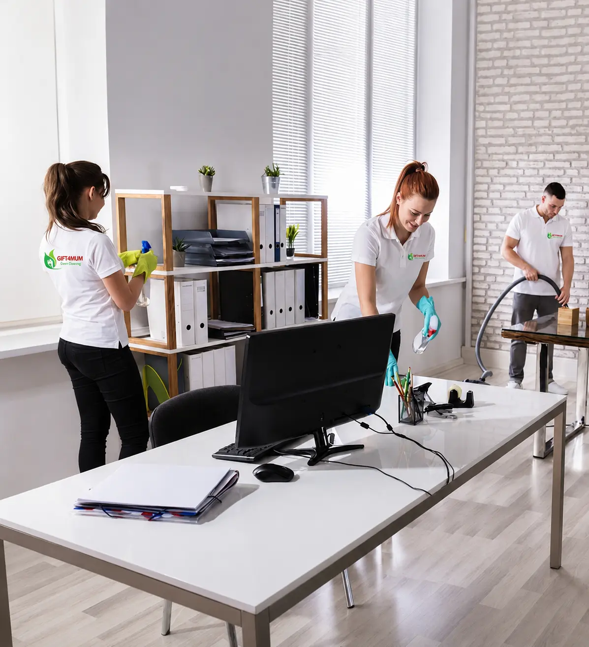 Professional cleaner in home